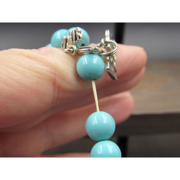 7" Sterling Silver Expandable Faux Stone Peace Butterfly Charm Bracelet Vintage - Picture 4 of 8